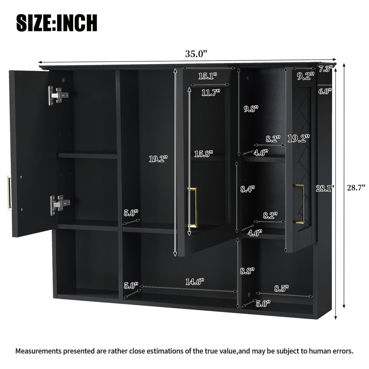 HouseOfZazla wall-mounted medicine cabinet with adjustable shelves and soft-close doors on Tampa Home & Garden Store