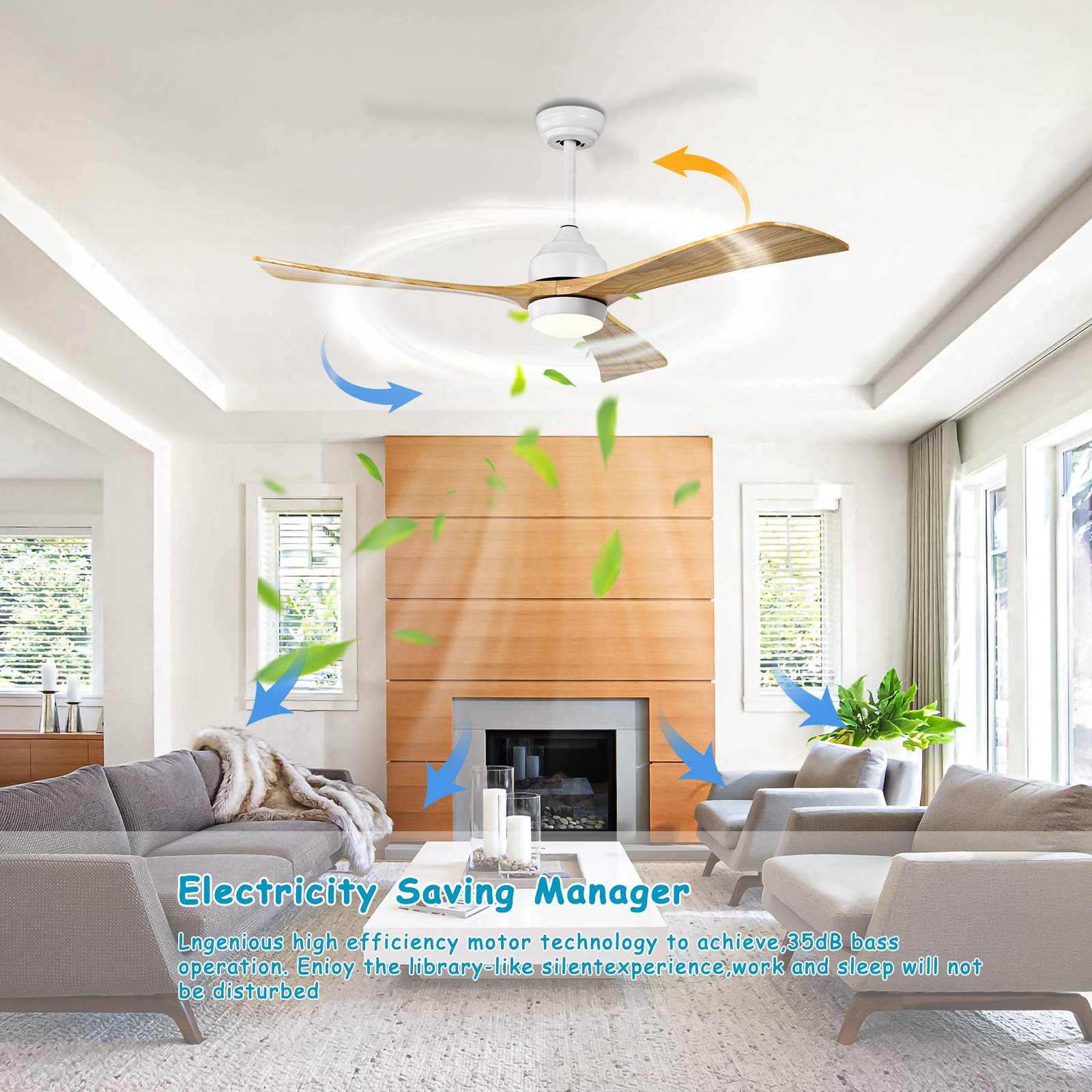 52in solid wood blades ceiling fan with light and remote by HouseOfZazla on Tampa Home & Garden Store