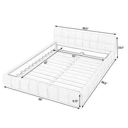 Modern Platform Bed and Thick Fabric Headboard