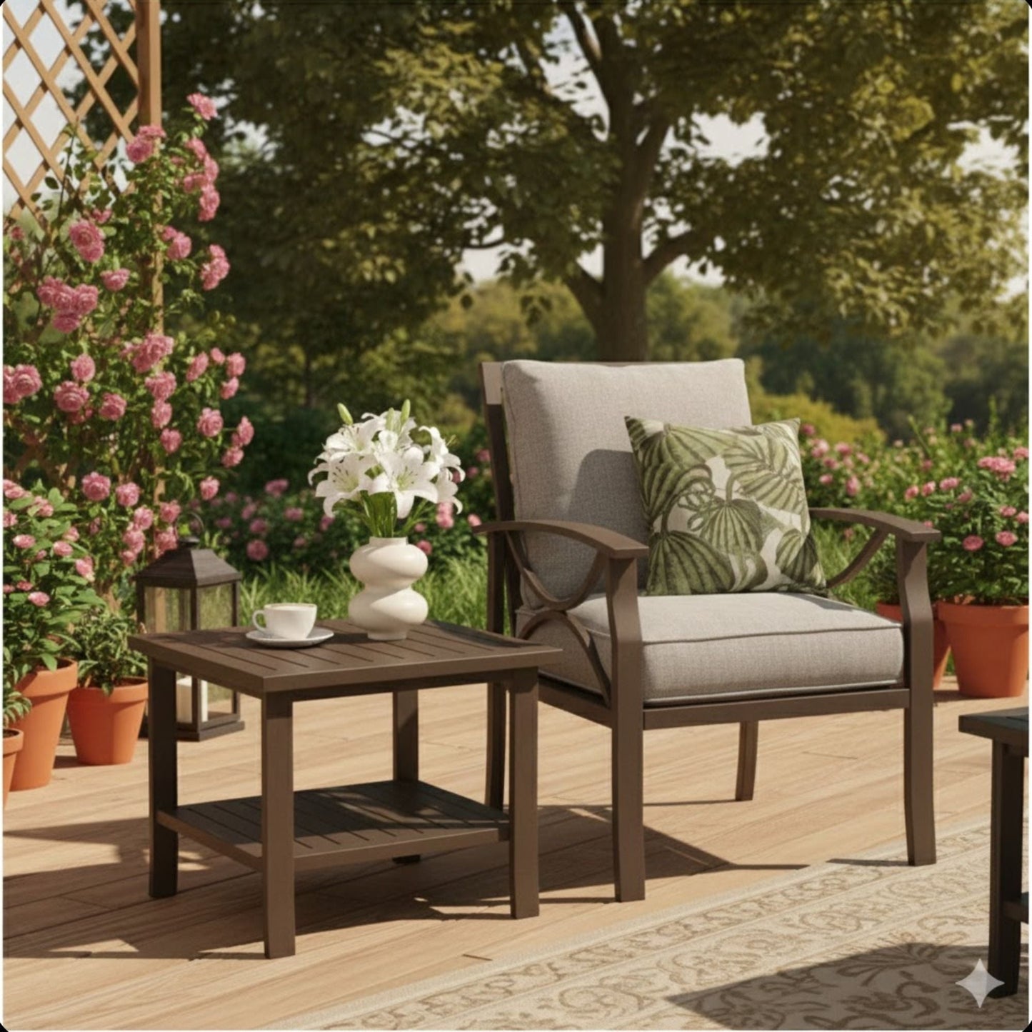 Square 2 Tier Rust Resistant Outdoor Side Table