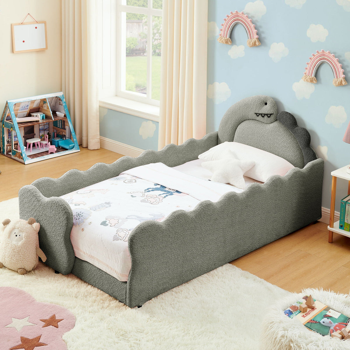 Toddler Dinosaur Bed and Safety Guardrail