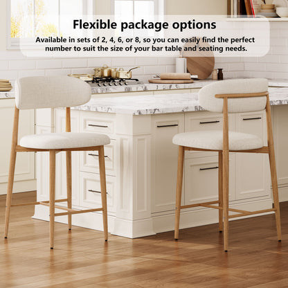 Set of Upholstered Counter Bar Stools for Kitchen