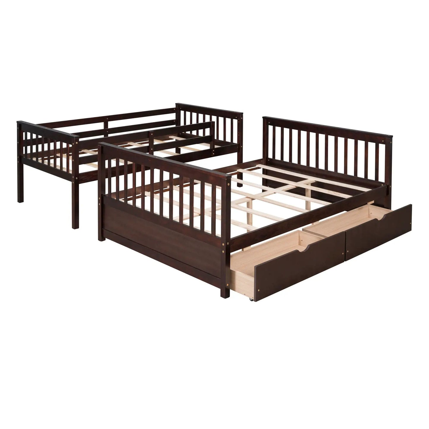 Bunk Bed With Ladders And 2 Storage Drawers in dark brown wood by Unique Piece Furniture on Tampa Home & Garden Store