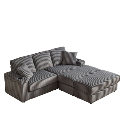 3 Seater Sofa With 2 Ottomans and Storage