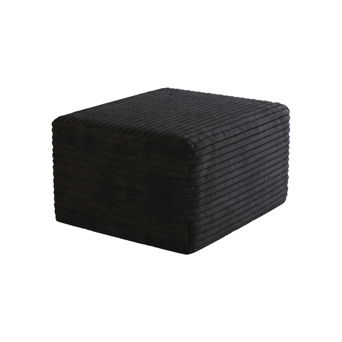 Black Corduroy Ottoman No Assembly Required