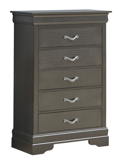 Black metal chest with crocodile-textured fronts and chrome pulls 5-drawer by HouseOfZazla on Tampa Home & Garden Store