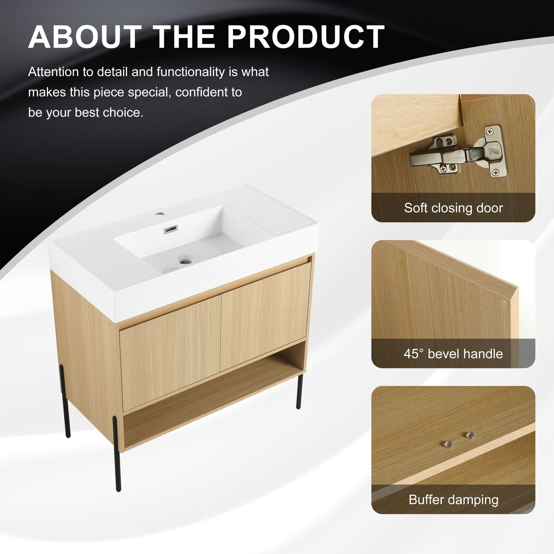 Modern bathroom vanity with white resin sink and light oak cabinet by HouseOfZazla on Tampa Home & Garden Store