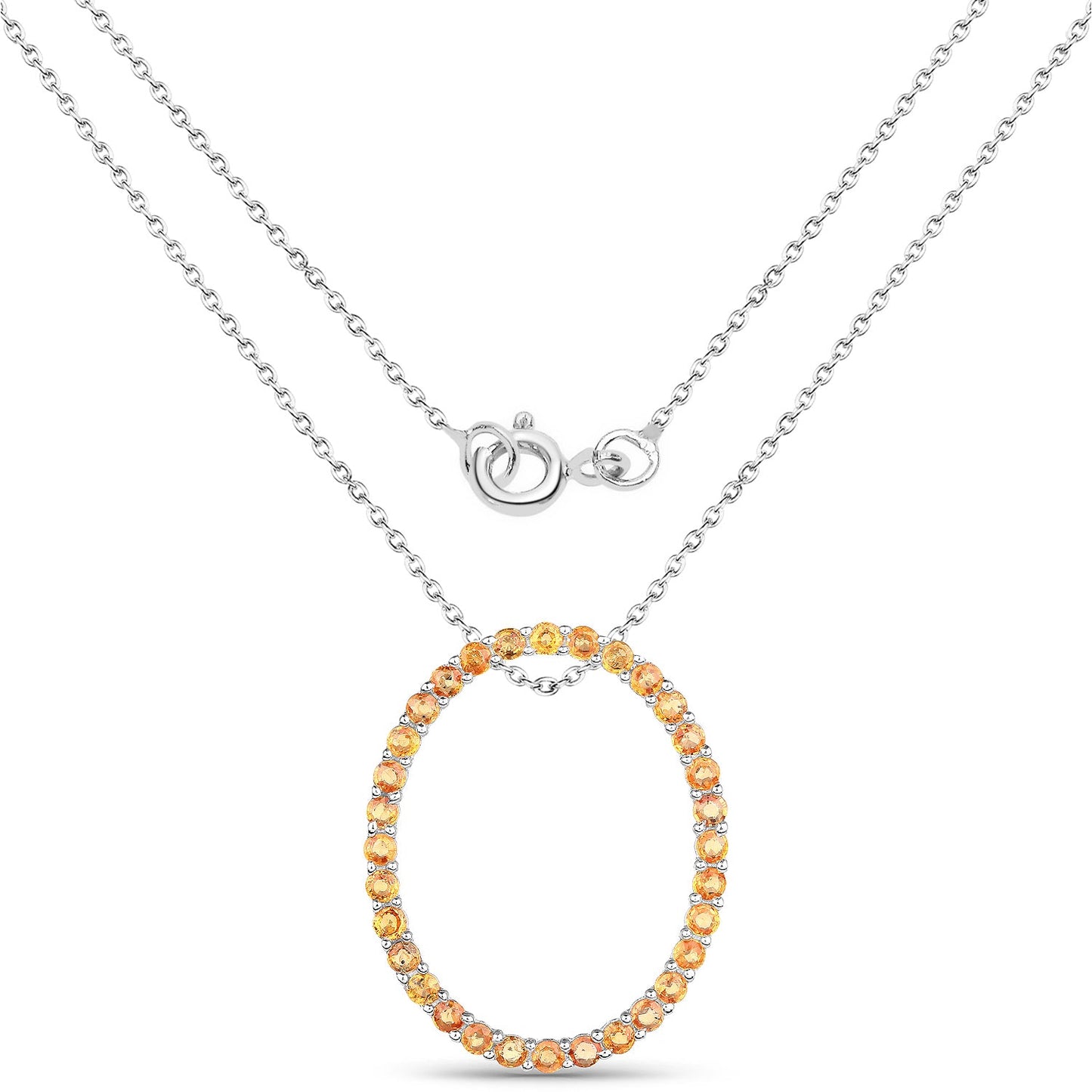 2.88ct orange sapphire pendant on .925 sterling silver chain with halo of orange stones by Bids.com on Tampa Home & Garden Store