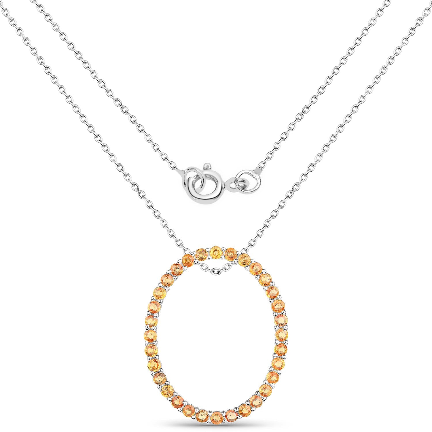 2.88ct orange sapphire pendant on .925 sterling silver chain with halo of orange stones by Bids.com on Tampa Home & Garden Store