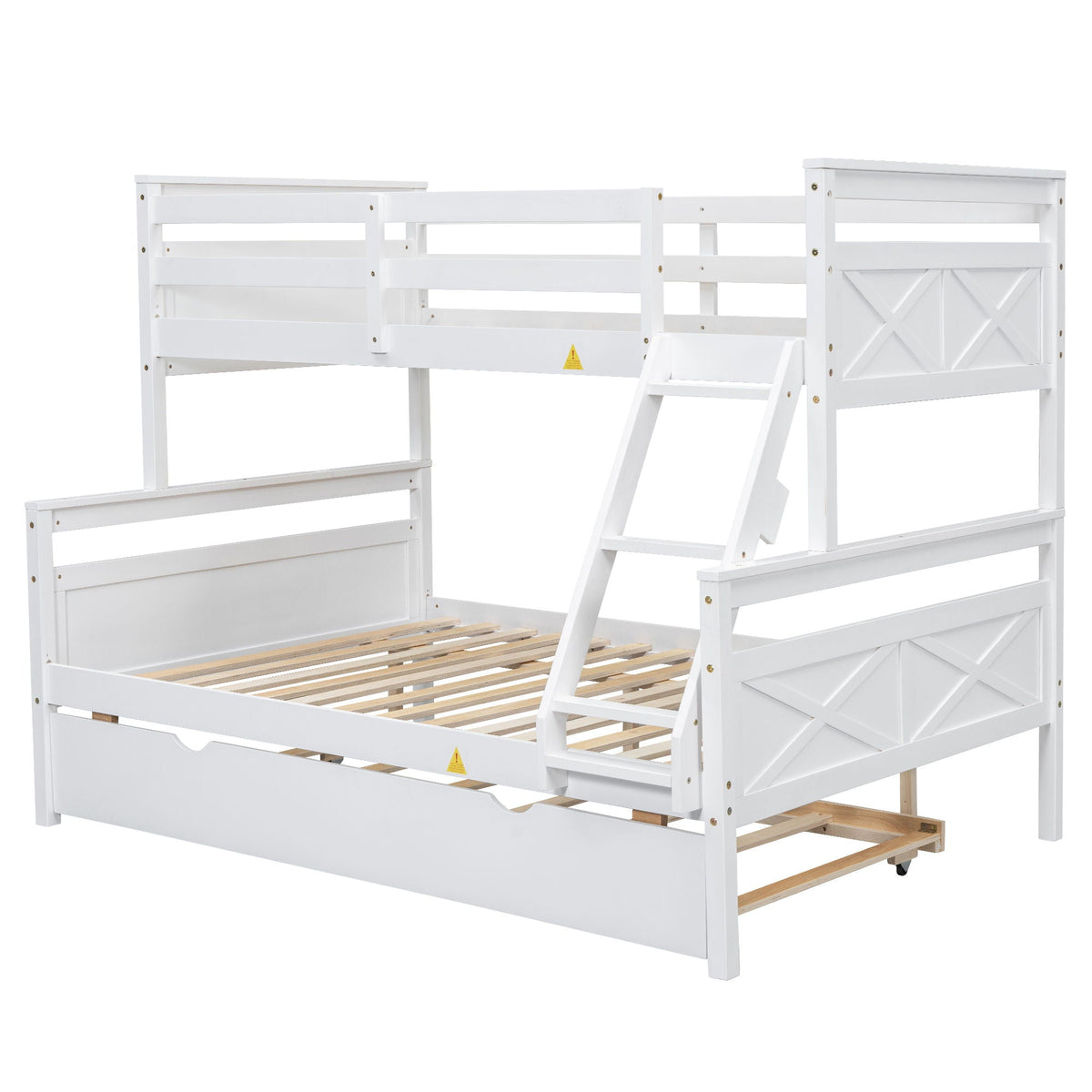 Bunk bed with ladder and safety guardrails by HouseOfZazla, white wood on Tampa Home & Garden Store