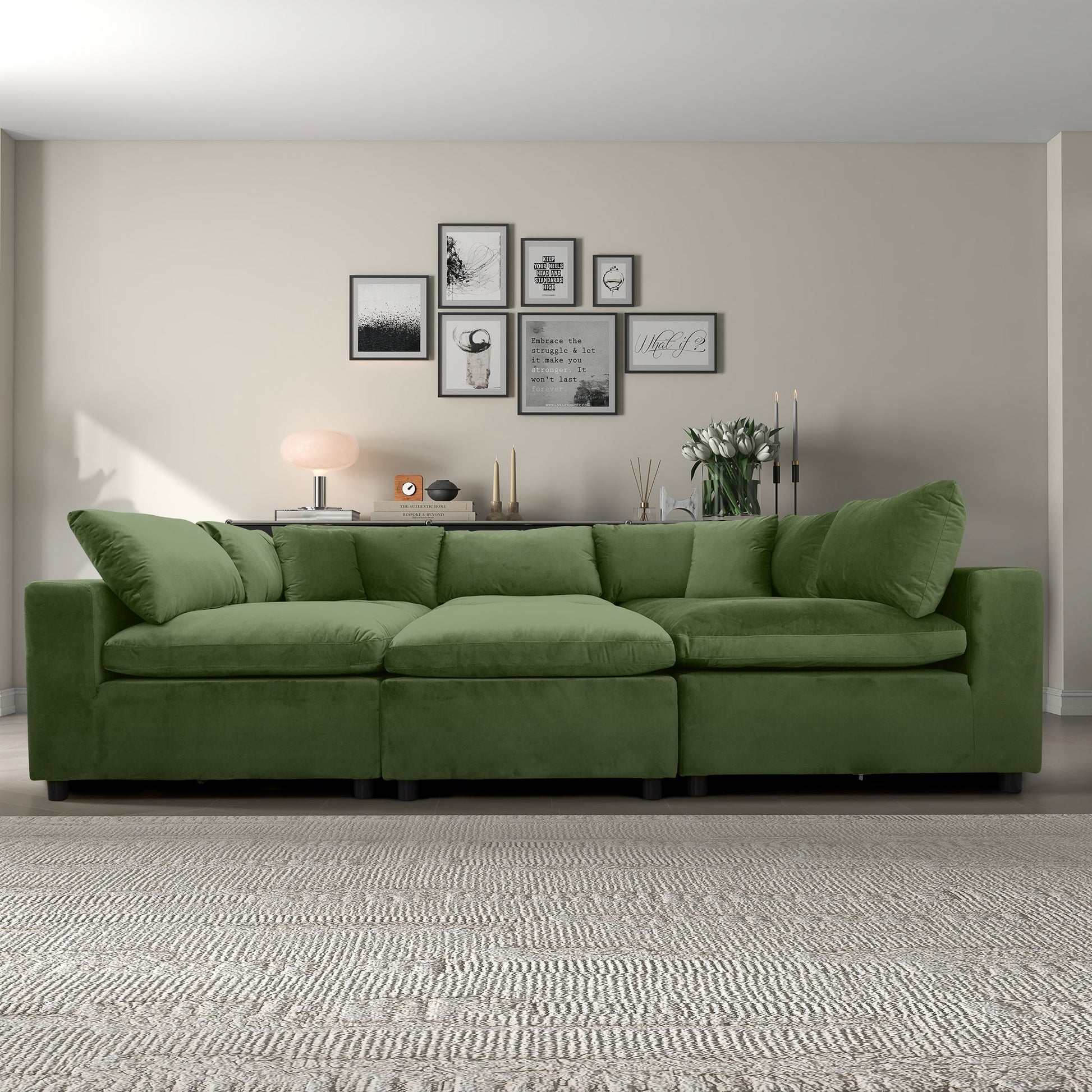Hayward Olive Sectional Sofa by HouseOfZazla, olive-green upholstery on Tampa Home & Garden Store