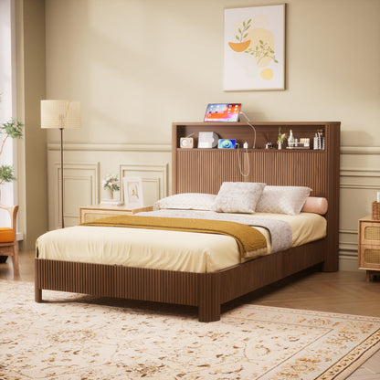 Full Extra Long Bed Frame and Storage Headboard