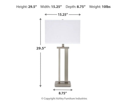 Aniela Metal Table Lamp Set of 2 Silver Finish