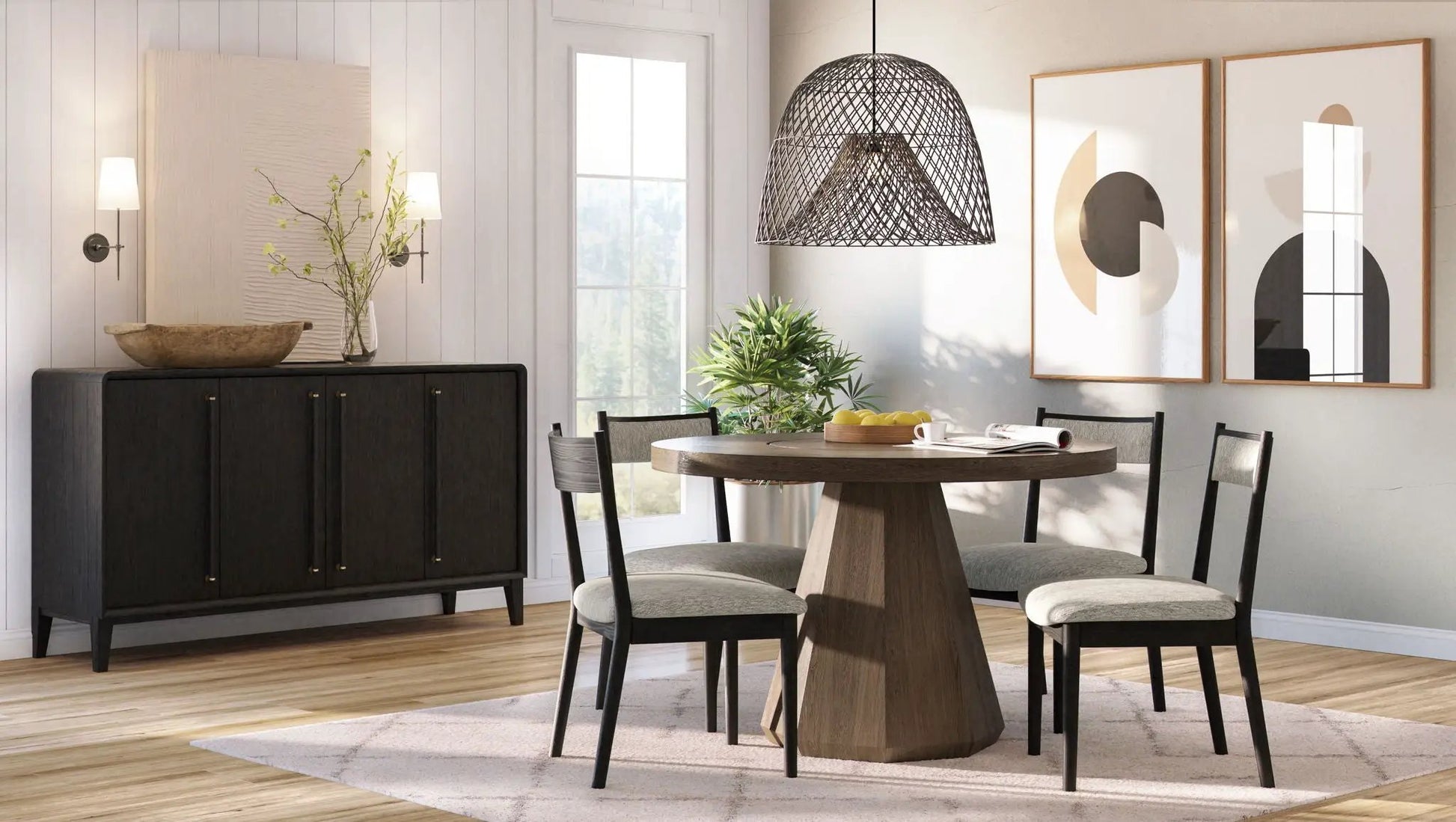 Elegant Round Dining Table in dark wood with pedestal base by Unique Piece Furniture on Tampa Home & Garden Store