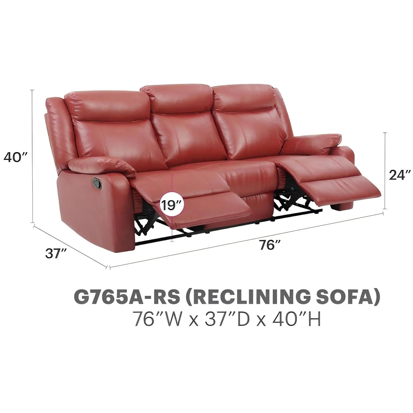 Contemporary three seater reclining sofa in red leather by Unique Piece Furniture on Tampa Home & Garden Store