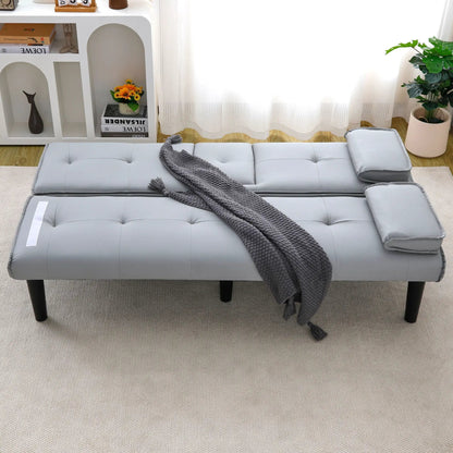 Sofa bed futon with foldable design and cup holder, light gray upholstery on Tampa Home & Garden Store