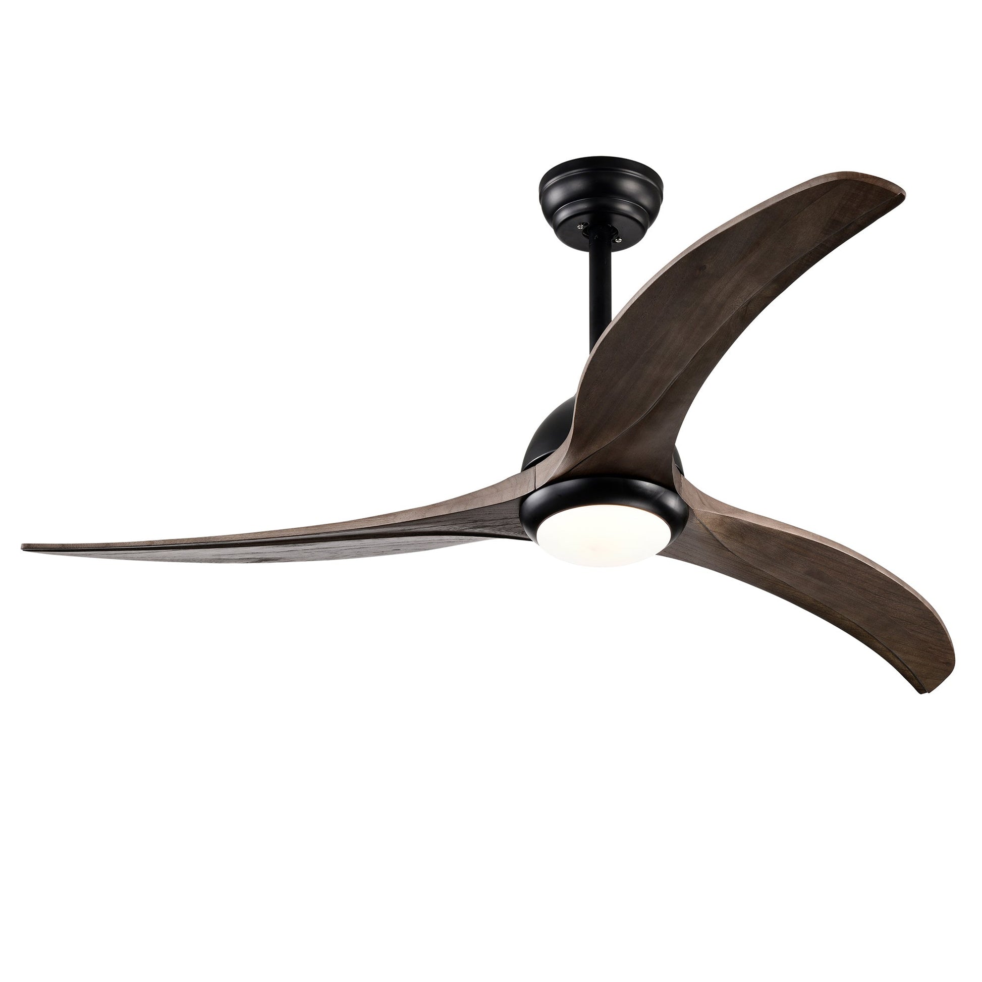 HouseOfZazla 52in solid wood blade ceiling fan with light and remote, black finish on Tampa Home & Garden Store