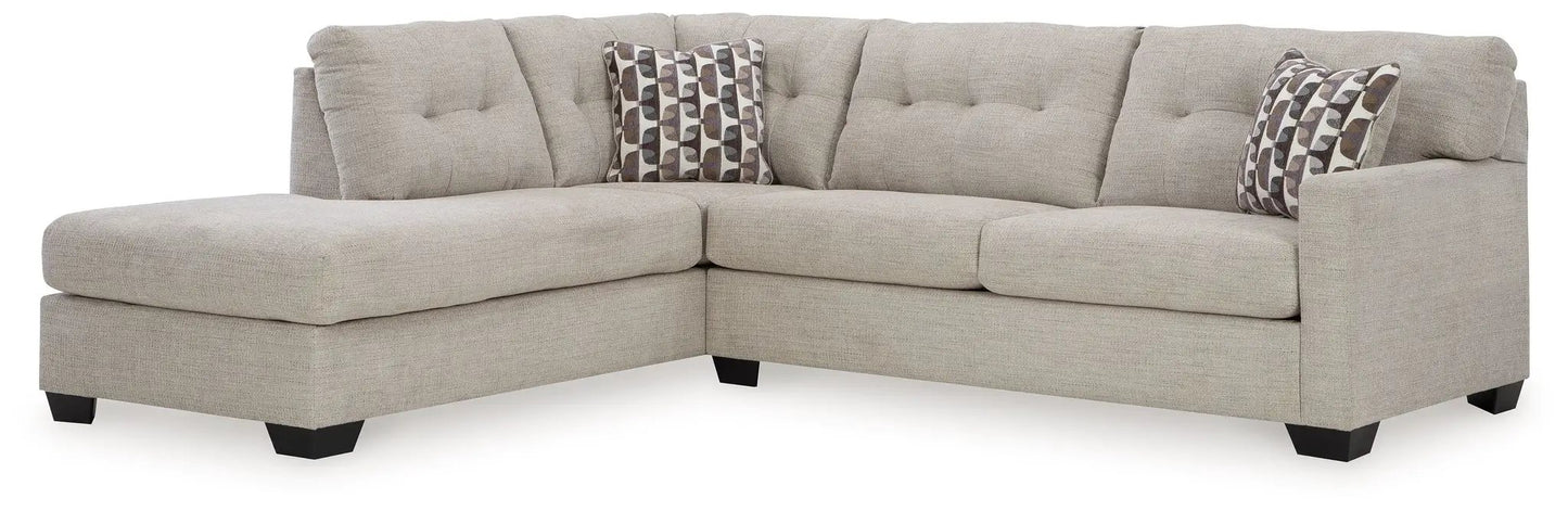 Mahoney Sectional beige fabric sofa with chaise and tufted back two pillows by Unique Piece on Tampa Home & Garden Store