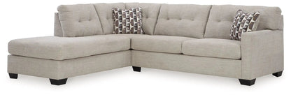Mahoney Sectional beige fabric sofa with chaise and tufted back two pillows by Unique Piece on Tampa Home & Garden Store