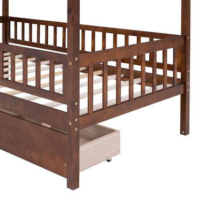 House Bed With 2 Drawers storage bed in dark brown wood by Unique Piece Furniture on Tampa Home & Garden Store
