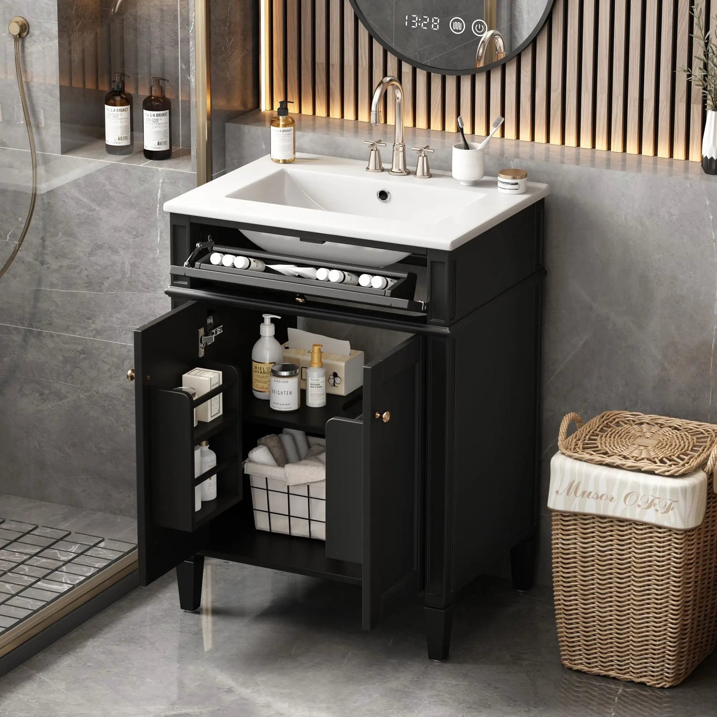 Bathroom Vanity With 2 Doors and Tip Out Drawer