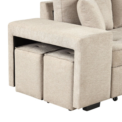 Sleeper sectional couch in beige textured fabric with L‑shape modules and storage chaise on Tampa Home & Garden Store
