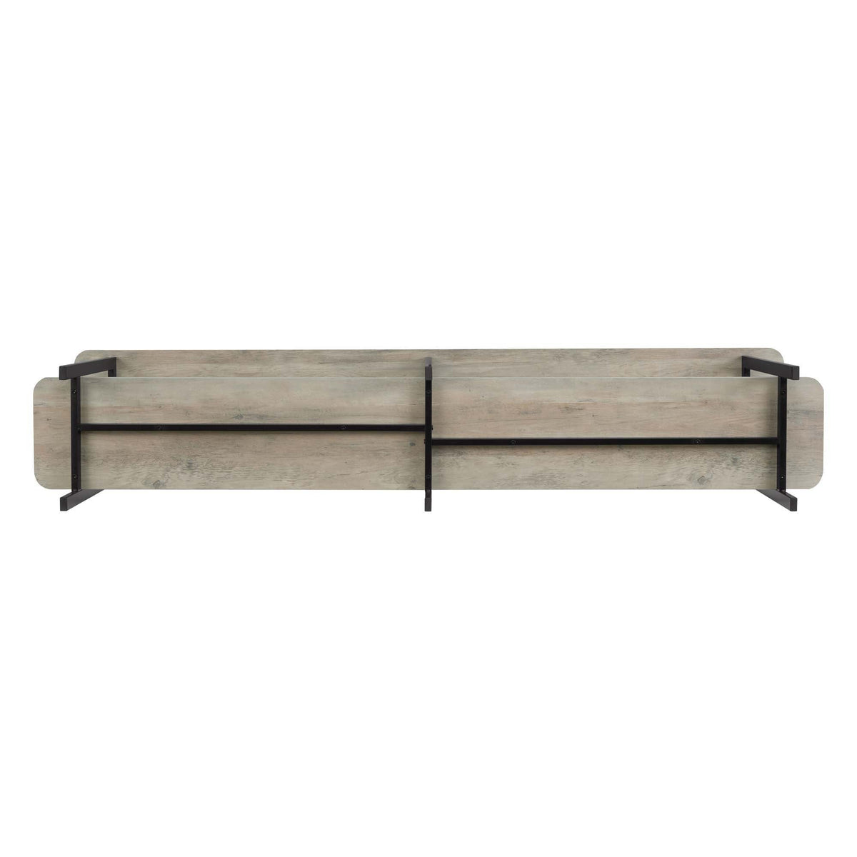Celine 2-shelf console table gray weathered wood with black metal frame on Tampa Home & Garden Store