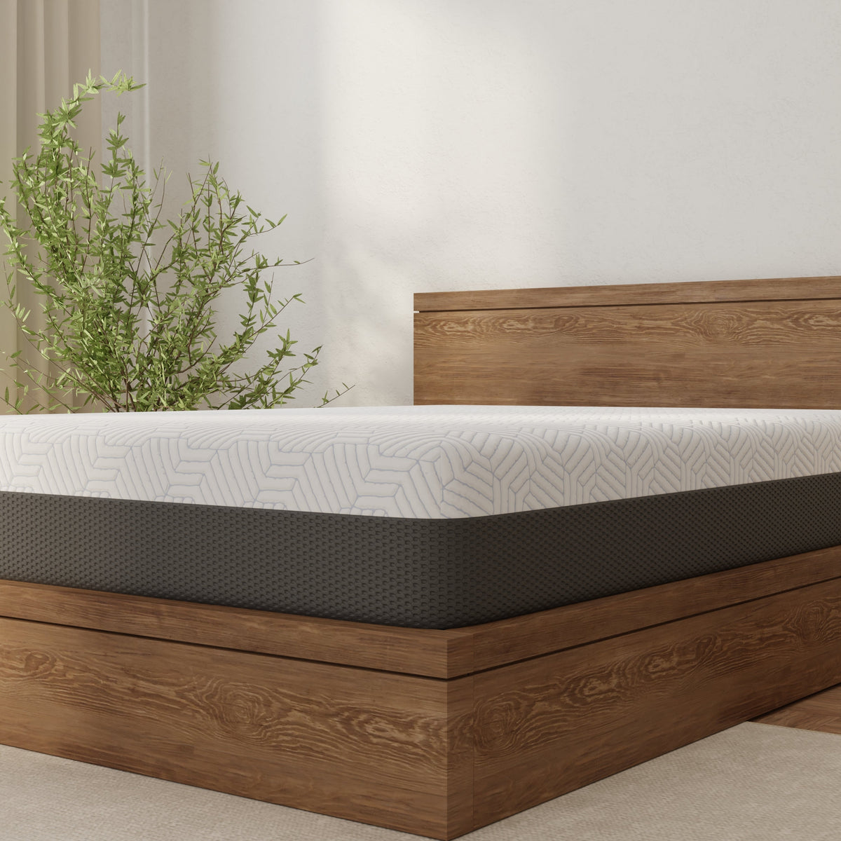 Omne Fria 12 Inch Queen Soft Mattress with Cooling Cover by HouseOfZazla, white quilted cover on Tampa Home & Garden Store