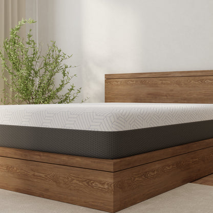 Omne Fria 12 Inch Queen Soft Mattress with Cooling Cover by HouseOfZazla, white quilted cover on Tampa Home & Garden Store