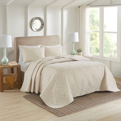 Cream Reversible Bedspread Set for Queen Beds