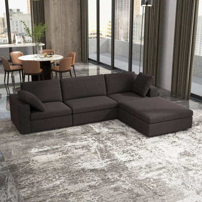 Cecilia modular corner sectional sofa in dark charcoal fabric with plush cushions in a loft on Tampa Home & Garden Store