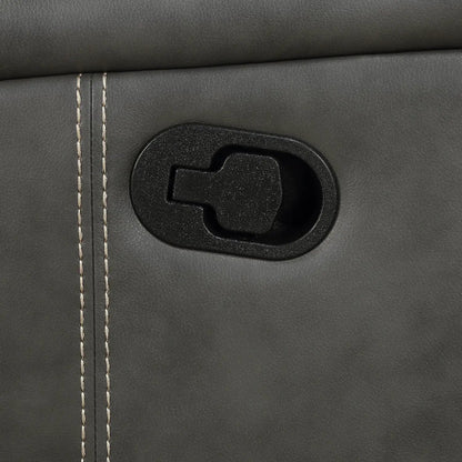 Mckinley gray upholstered power lift recliner lever close-up with visible stitching on Tampa Home & Garden Store