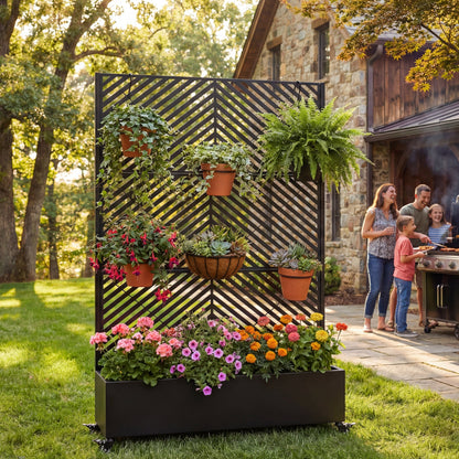 Metal Raised Garden Bed with Wheels and Trellis