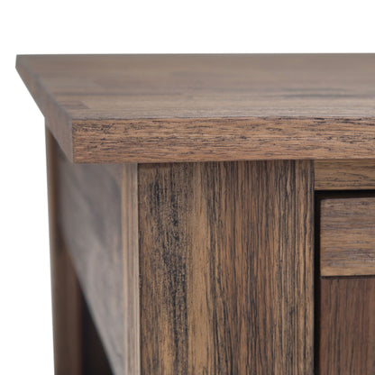 Monroe Solid Acacia Side Table close-up of warm brown wood grain with thick top on Tampa Home & Garden Store