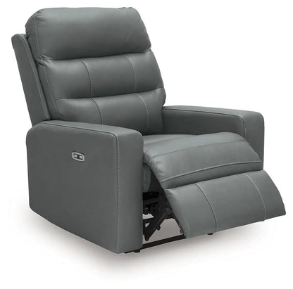 Pennacle Pier power recliner adjustable headrest, gray leather, by Unique Piece Furniture on Tampa Home & Garden Store