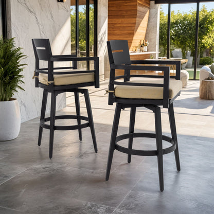 Outdoor Swivel Bar Chairs Ergonomic 360 Set of 2