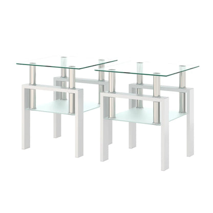 Modern tempered glass end tables by Unique Piece Furniture with square tops and chrome legs on Tampa Home & Garden Store