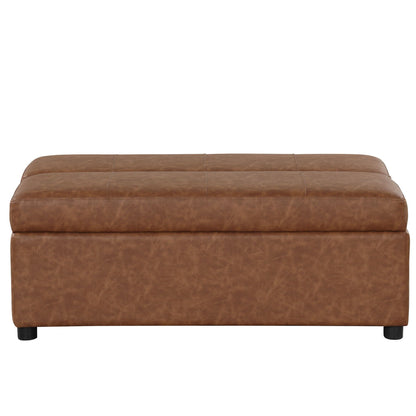 Twin size folding ottoman sleeper bed with mattress in brown faux leather by HouseOfZazla on Tampa Home & Garden Store