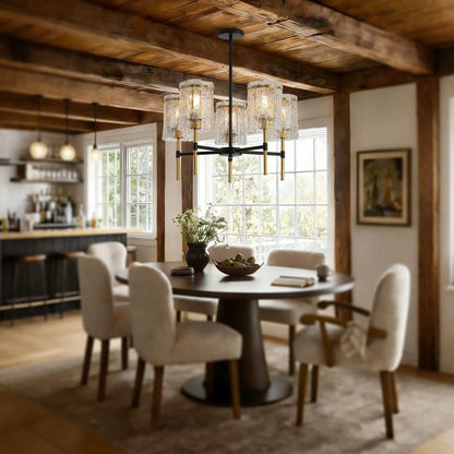 Five Light Chandelier With Textured Glass