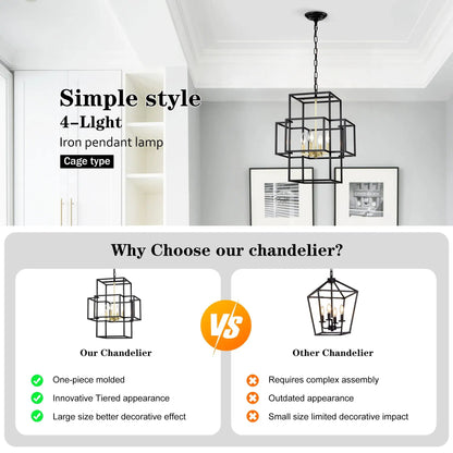 4 Light Metal Lantern Pendant Chandeliers
