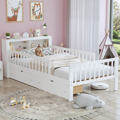 Bed With Headboard Storage and Under Bed Drawers