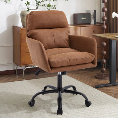 Ergonomic swivel office chair with adjustable height in brown leather by Unique Piece Furniture on Tampa Home & Garden Store