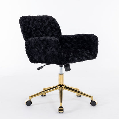 Office Chair with Rabbit Hair and Metal Base