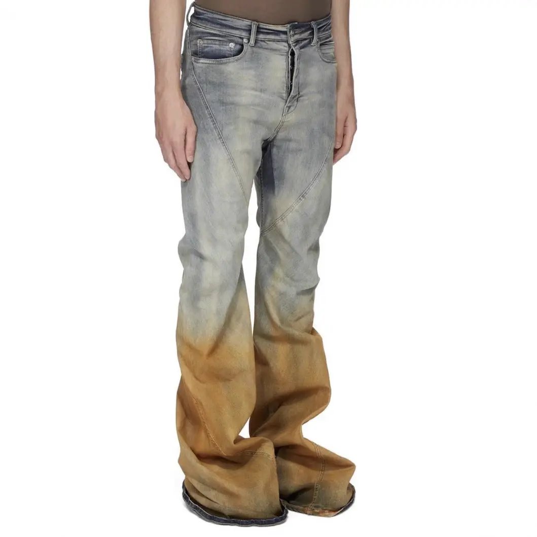 Men's gradient wide-leg distressed denim jeans in gray-to-tan fade by FLIPSTYLEZLLC on Tampa Home & Garden Store