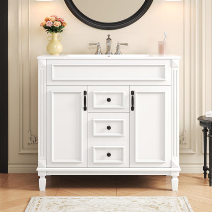 Bathroom Vanity With Ceramic Sink and Storage