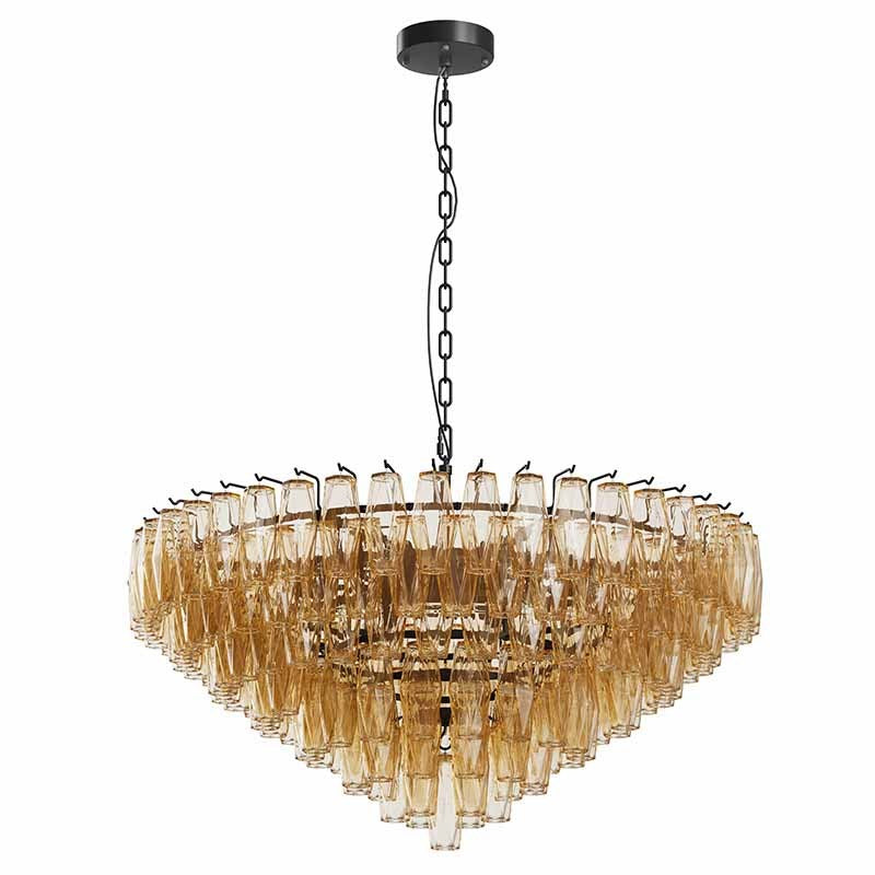 HouseOfZazla Modern Round 14-Light Black Chandelier with Smoke Glass Tubes on Tampa Home & Garden Store