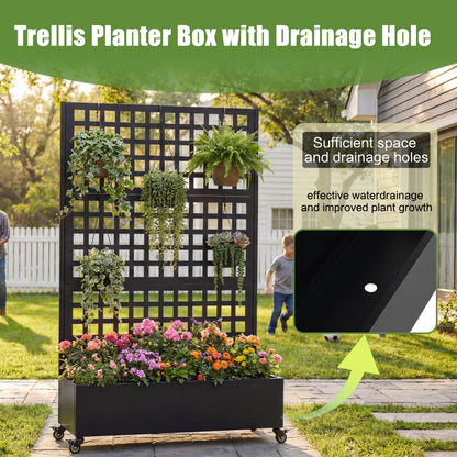 Metal raised garden bed with wheels and trellis in black by HouseOfZazla on Tampa Home & Garden Store