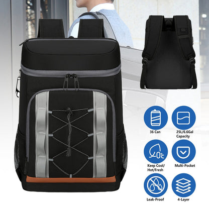 GemGear Cooler Backpack 36-Can, leakproof insulated, 25L/6.6Gal, black with gray straps on Tampa Home & Garden Store
