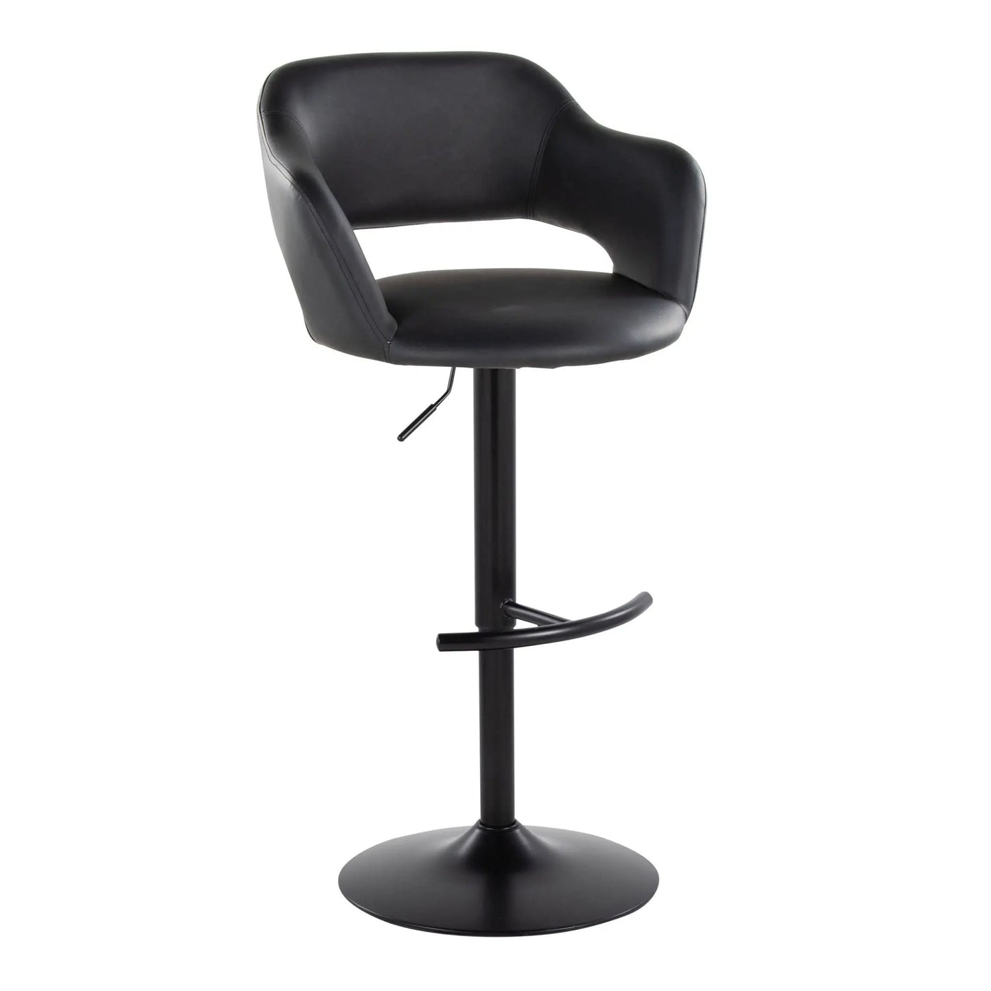 Margarite black leather adjustable barstool with swivel and rounded footrest set of 2 on Tampa Home & Garden Store