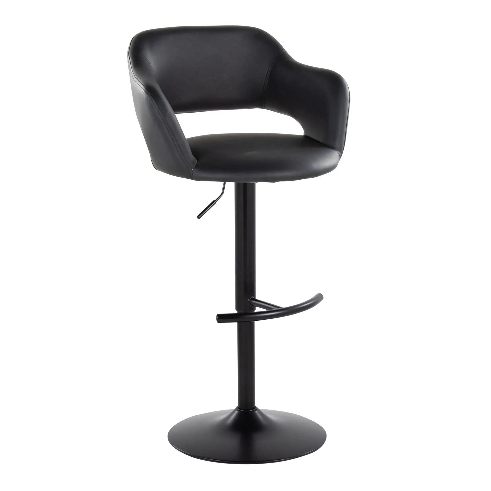 Margarite black leather adjustable barstool with swivel and rounded footrest set of 2 on Tampa Home & Garden Store